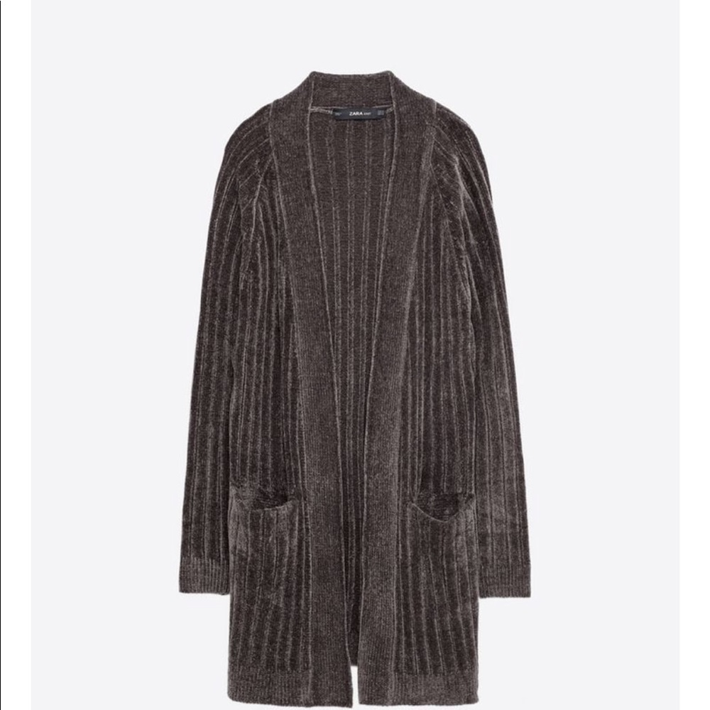 Zara gray chenille long cardigan